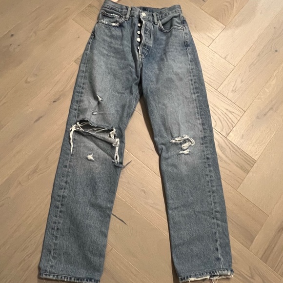AGOLDE 90's Pinch Waist Straight Leg Distressed Jeans  Sz 24 - Picture 4 of 8